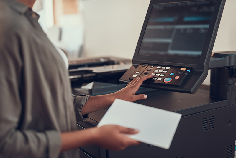 Woman with printer