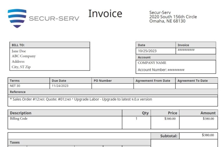 cut sample invoice